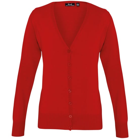Premier Womens/Ladies Button Through Long Sleeve V-neck Knitted Cardigan (Rot) - Image 1