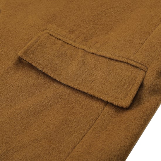 Herren Wintermantel aus Wolle mit Stehkragen und schmaler Passform, knielang, Khaki - Image 5