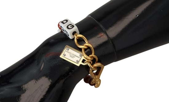 Dolce & Gabbana Goldene Ketten-Armband mit Messingperlen und Hummerverschluss für Damen - Image 2
