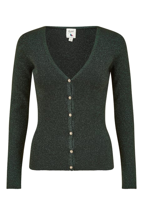 Green Lurex Sparkle Button Cardigan