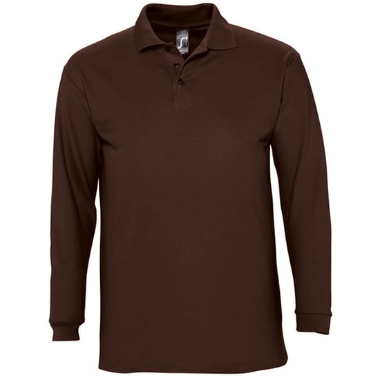 SOLS Mens Winter II Long Sleeve Pique Cotton Polo Shirt (Chocolate)