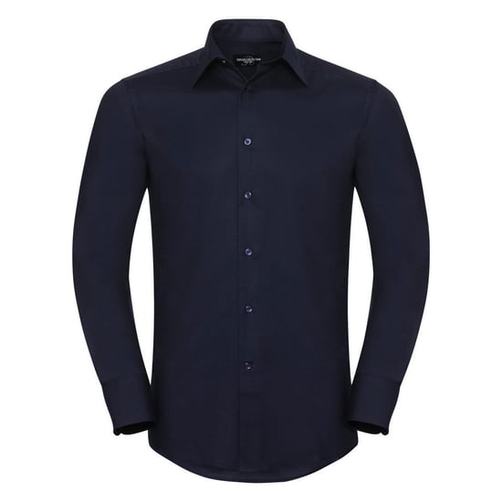 Russell Collection Herren-Langarmhemd aus pflegeleichtem Oxford (Bright Navy) - Image 1