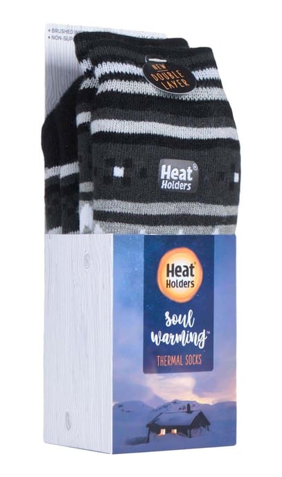 Nordisch gemusterte, rutschfeste Herren-Thermo-Pantoffel-Socken mit Greifern - Image 2