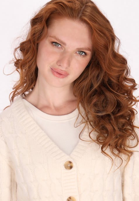 Dreimaster Cardigan Damen Wollweiss Melange - Image 5