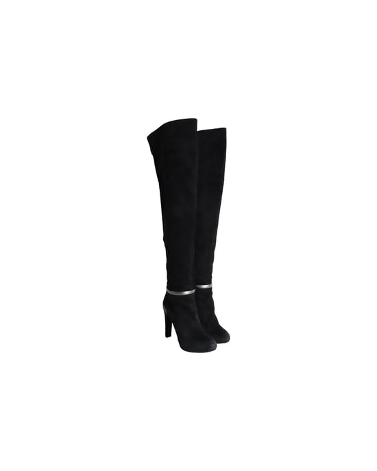 Fendi Overknee-Absatzstiefel aus schwarzem Wildleder - Image 3