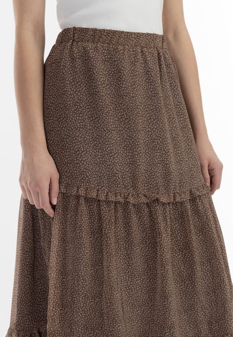 Dreimaster Maxirock Damen Braun Wollweiss - Image 5