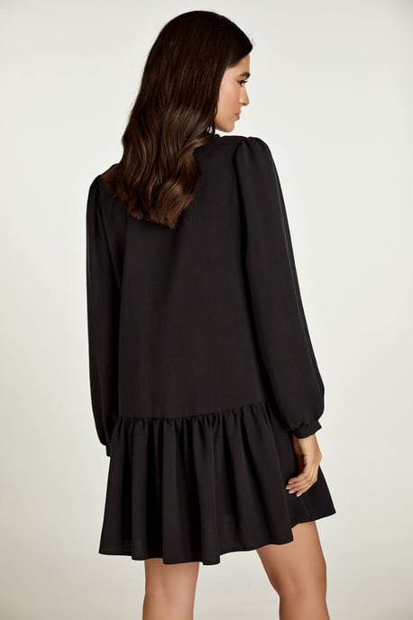 Schwarzes Tencel-Kleid mit Knöpfen - Image 3