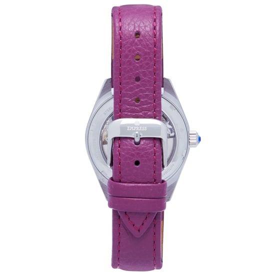 Empress Magnolia Automatic MOP Skeleton Dial Leather-Band Watch