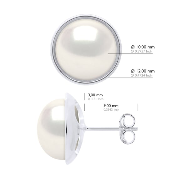 Ohrringe - Umgebung Sleek - Prestige - Weißgold - Echte Süßwasser-Zuchtperlen Knopf 10-11 mm - Image 2