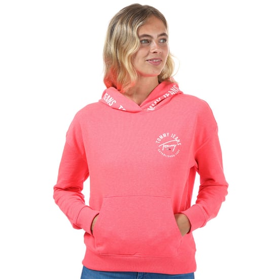Women's Tommy Hilfiger Repeat Logo Tape Organic Cotton Hoody in Pink