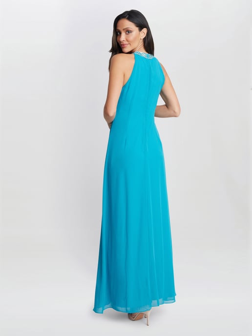 Pamela Halter Neck Maxi Dress With Beaded Neckline - Image 2