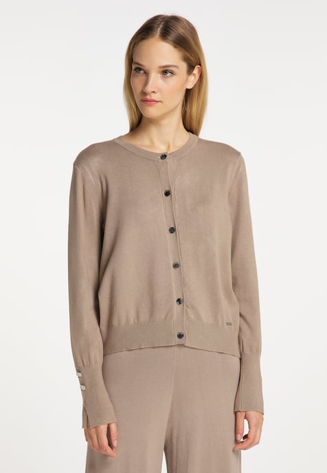 Dreimaster Strickjacke Damen Taupe - Image 3