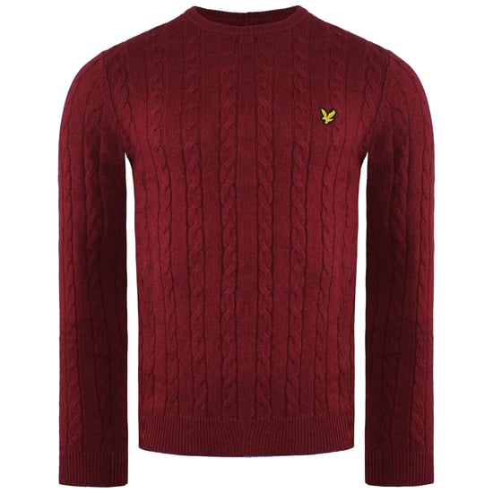 Lyle & Scott Cable Mens Burgundy Pullover - Image 1