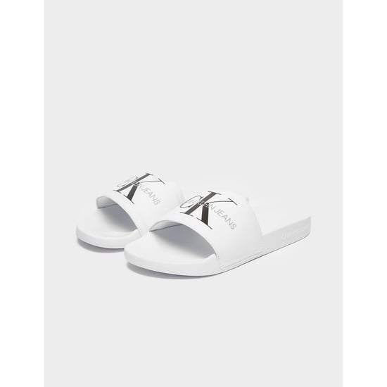 Women's Calvin Klein Monogram Sliders in White