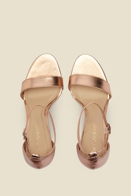 Nia Rose Gold Leather Barely There High Heel Sandal