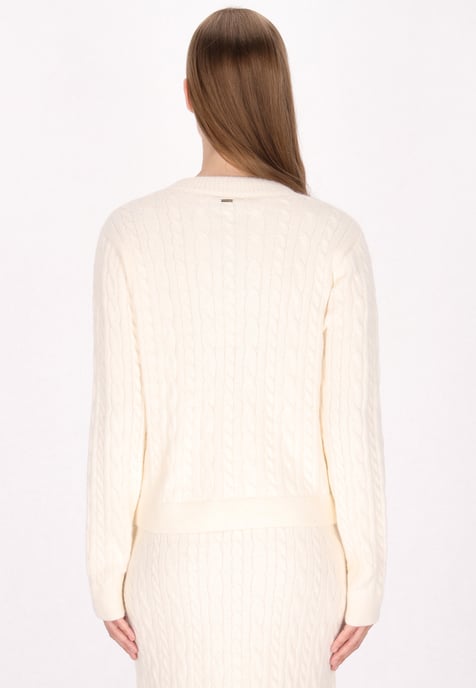 Dreimaster Cardigan Damen Wollweiss - Image 4