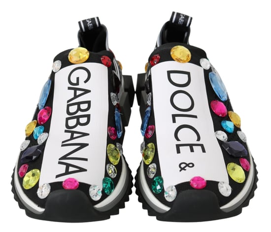 Dolce & Gabbana Frauen Schwarz Multicolor Crystal Sneakers Schuhe - Image 3