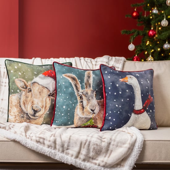 Evans Lichfield Christmas Sheep Piped Cushion