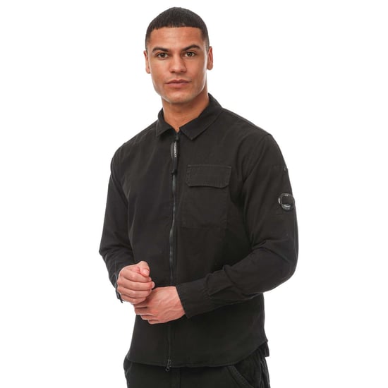 Men's C.P. Company Gabardine Zipped Shirt in Black
