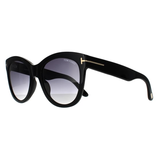 Tom Ford Cat Eye Womens Glänzend Schwarz Rauch Verlauf - Image 2
