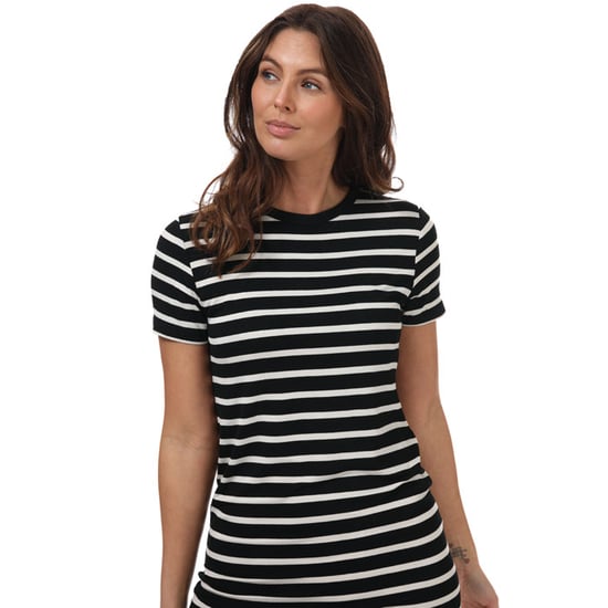 Women's Brave Soul Striped T-Shirt Dress in Black
