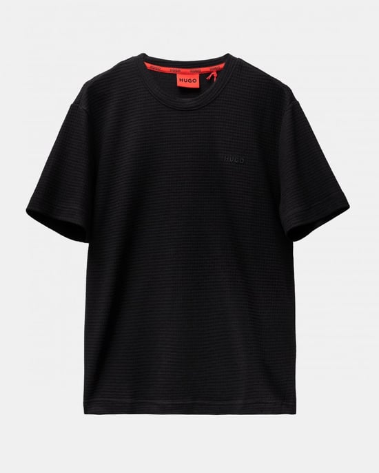 HUGO Austin Herren Waffle-Structured Pyjama T-Shirt mit gesticktem Logo - Image 1