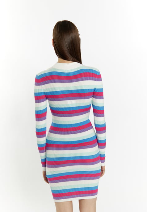 Mymo Strickkleid Damen Wollweiß Mehrfarbig - Image 4