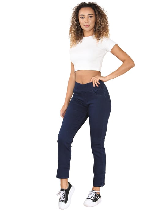Enzo | Womens Wider Waist Jeans - Indigo