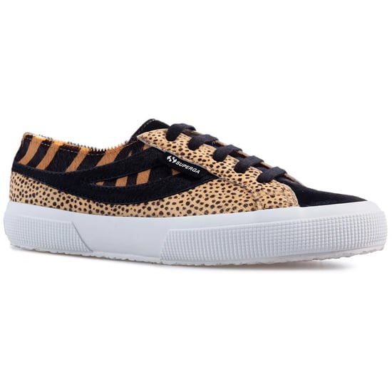Superga Womens/Ladies Cheetah & Zebra Print Cowhide Leder Trainers (Schwarz) - Image 1