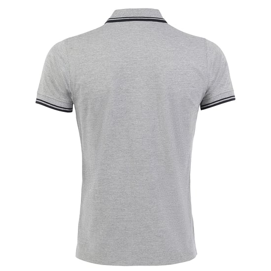 SOLS Mens Pasadena Tipped Short Sleeve Pique Polo Shirt (Heather Grey/Navy) - Image 2