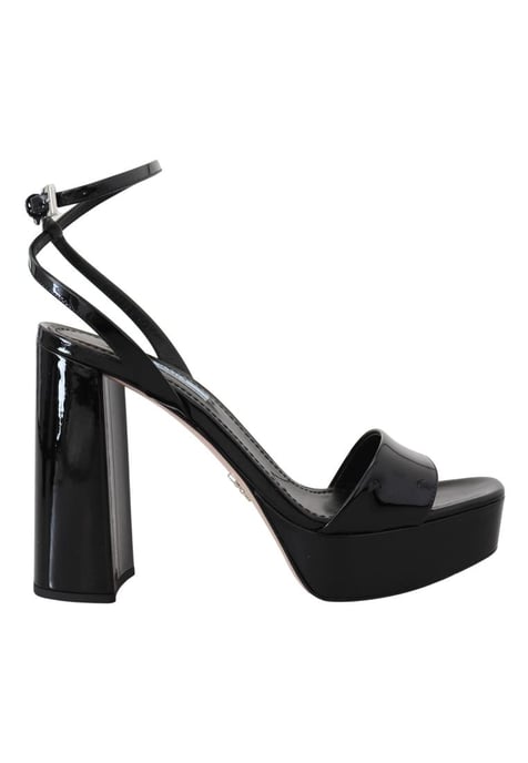 Prada Damen schwarze Lack-Sandalen mit Knöchelriemen aus Leder - Image 1