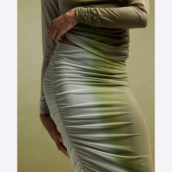 River Island Womens Midi Skirt Green Mesh Ombre Ruched