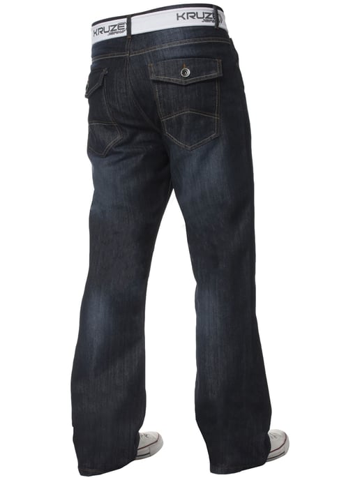 Kruze Herren Bootcut Denim Jeans - Image 2