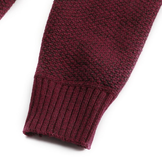 Herren Winter ubergangsjacke Strickjacke mit Kapuze Gefuttert Grobstrick Kapuze Warme Jacke Burgund - Image 6