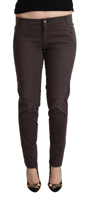 Ermanno Scervino Damen Braune Baumwoll-Hüfthose Slim Fit - Image 1