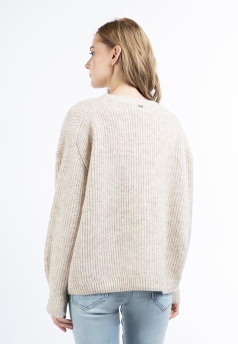 Dreimaster Oversized Strickjacke Damen Hellbeige Melange - Image 4