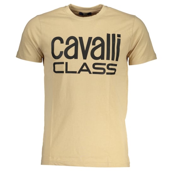 Cavalli Class Kraftvolles Schwarzes Logo Beiges T-Shirt - Image 1
