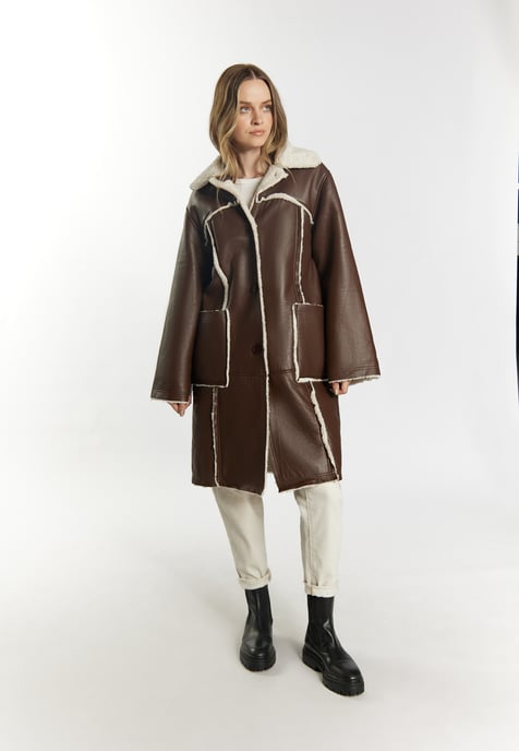 Dreimaster Mantel aus Lammnappa Damen braun - Image 5