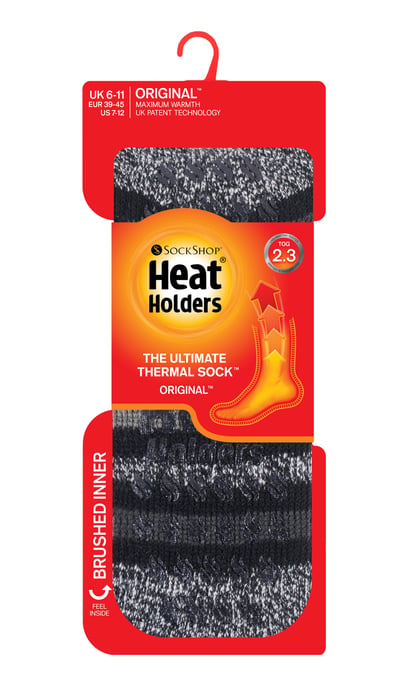 Heat Holders Mens Twist Stripe Patterned Fleece gefüttert Slipper Socken - Image 2
