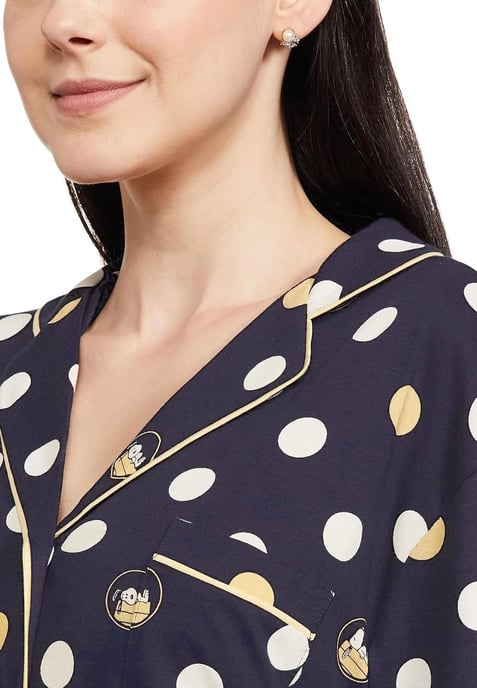 Marks and Spencer Damen Nachthemd aus reiner Baumwolle in Navy - Image 3