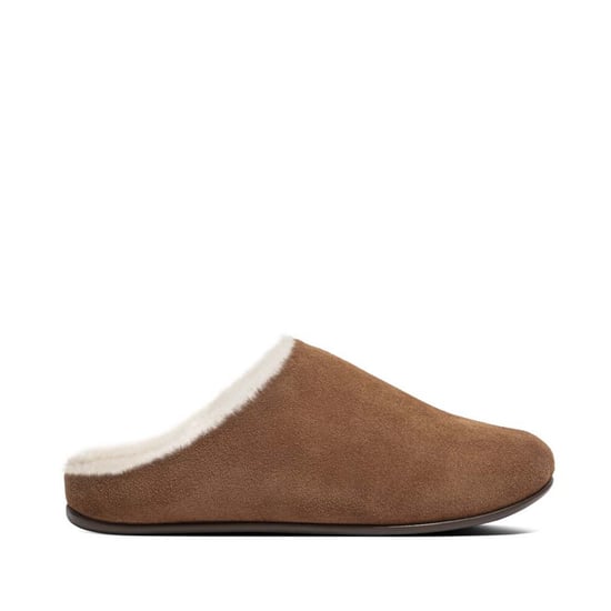 Damen Fit Flop Chrissie Shearling Pantoffeln in Tan - Image 1