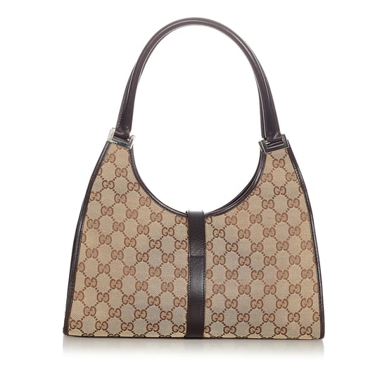 Vintage Gucci GG Canvas Jackie Shoulder Bag Brown - Image 3