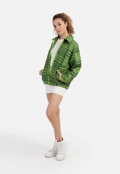 Mymo Oversize-Blouson Damen Neon Grün Schwarz - Image 2