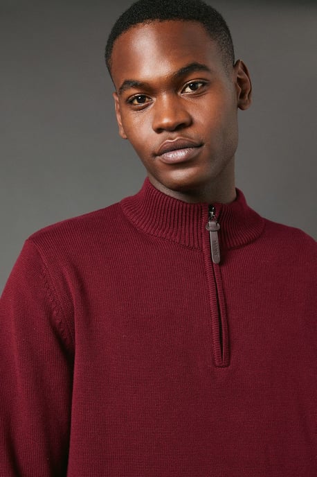 Premium Pure Cotton Half Zip Funnel Jumper