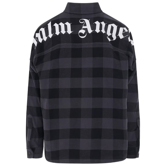 Palm Angels Gebogenes Logo Kariertes Hemd Schwarz - Image 2