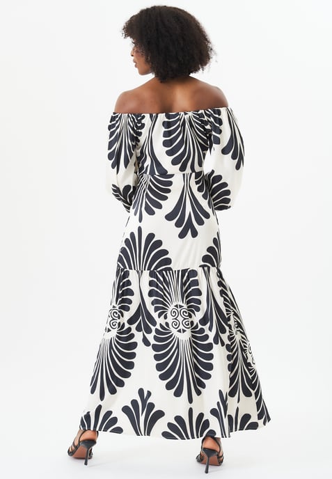 Bardot Mono Print Maxikleid - Image 4