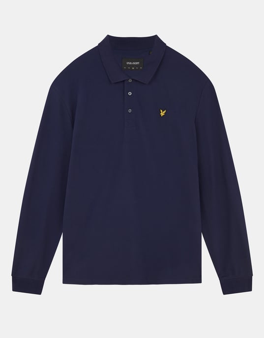 Lyle & Scott Langärmeliges Poloshirt in Navy - Image 5