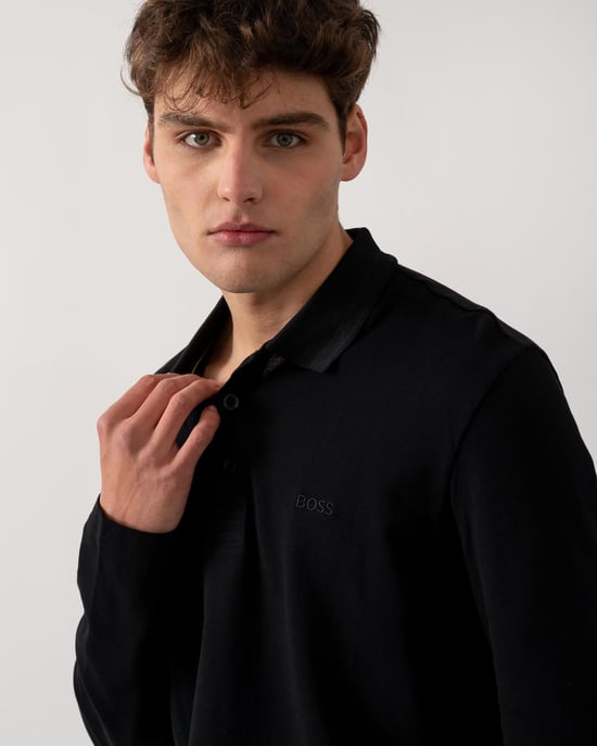 BOSS Green Plisy Mens Long Sleeve Polo Shirt - Image 2