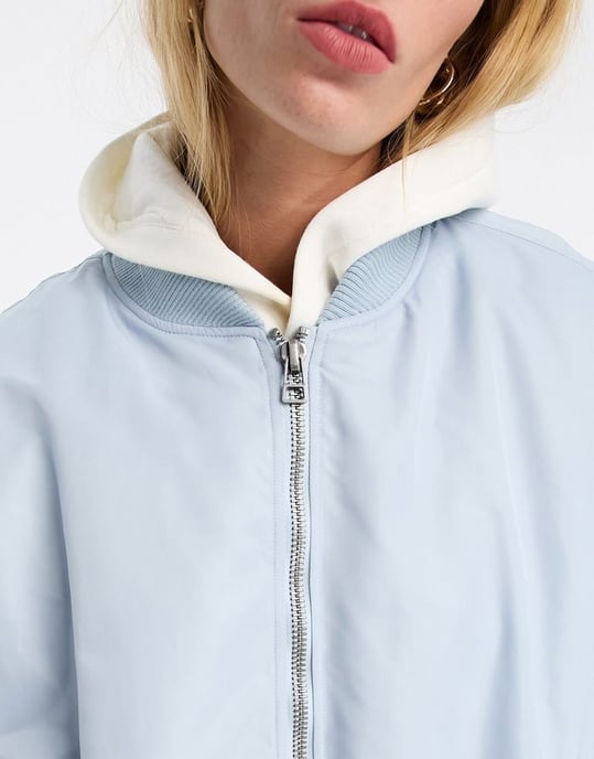 ASOS EDITION oversized bomber jacket in dusky blue