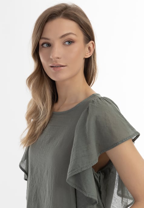 Dreimaster Blusenshirt Damen Oliv - Image 5